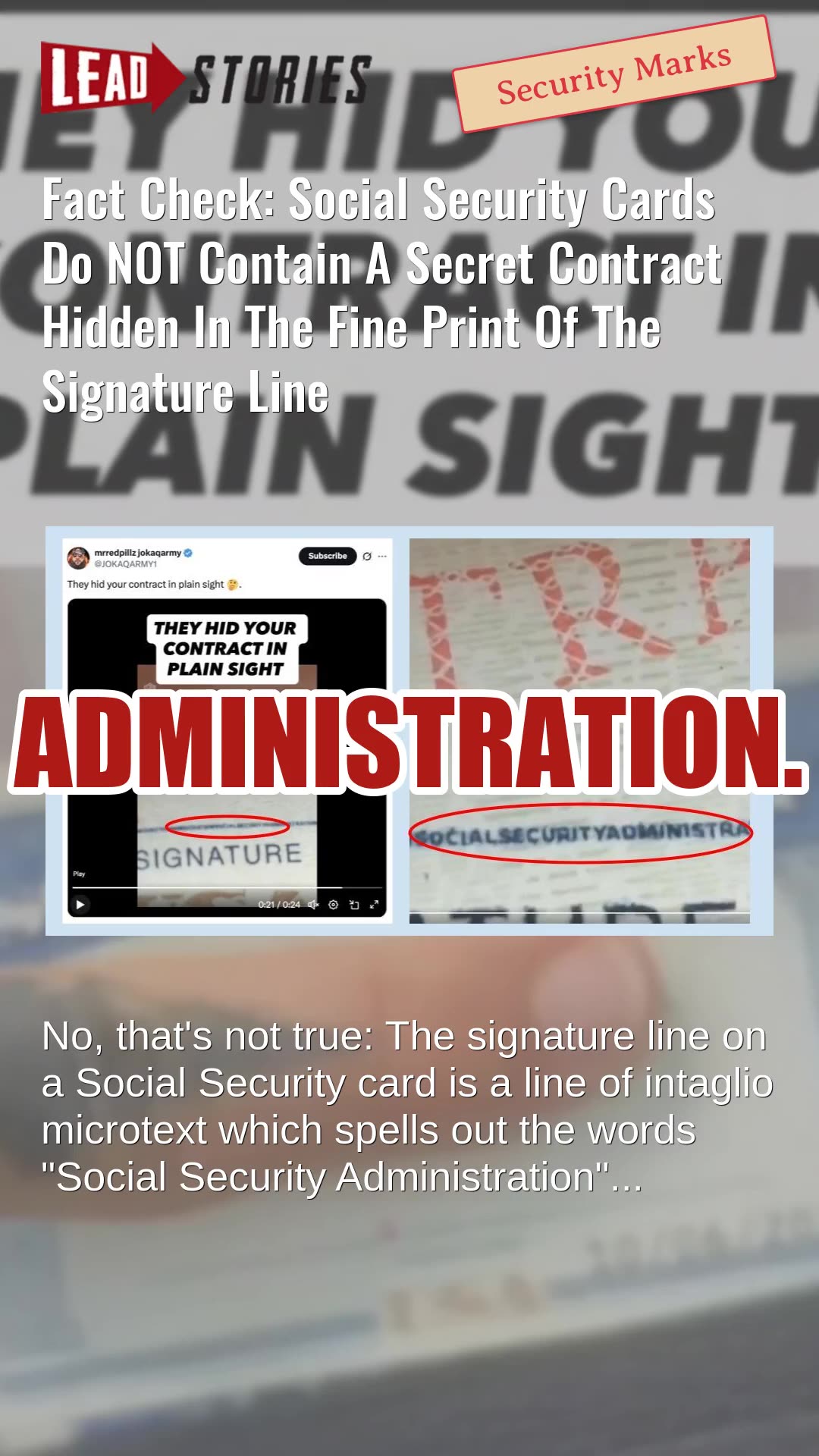 Fact Check: Social Security Cards Do NOT Contain Secret Contract In Fine Print Of The Signature Line