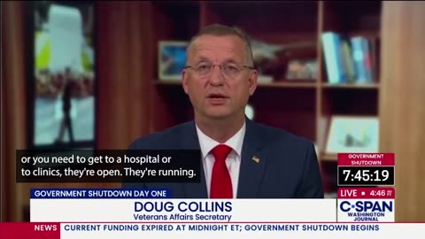 VA Sec Collins: Dept Veteran Affairs updates on govt shutdown