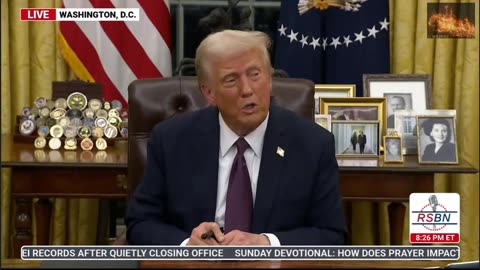 Trump Oval Office Signing executive orders and answer questions