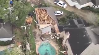 Video shows damage from a tornado that ripped through Houston on Monday