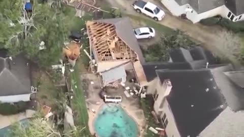 Video shows damage from a tornado that ripped through Houston on Monday