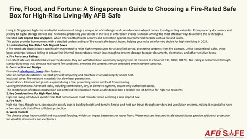 Fire, Flood, and Fortune: A Singaporean Guide to Choosing a Fire-Rated Safe Box
