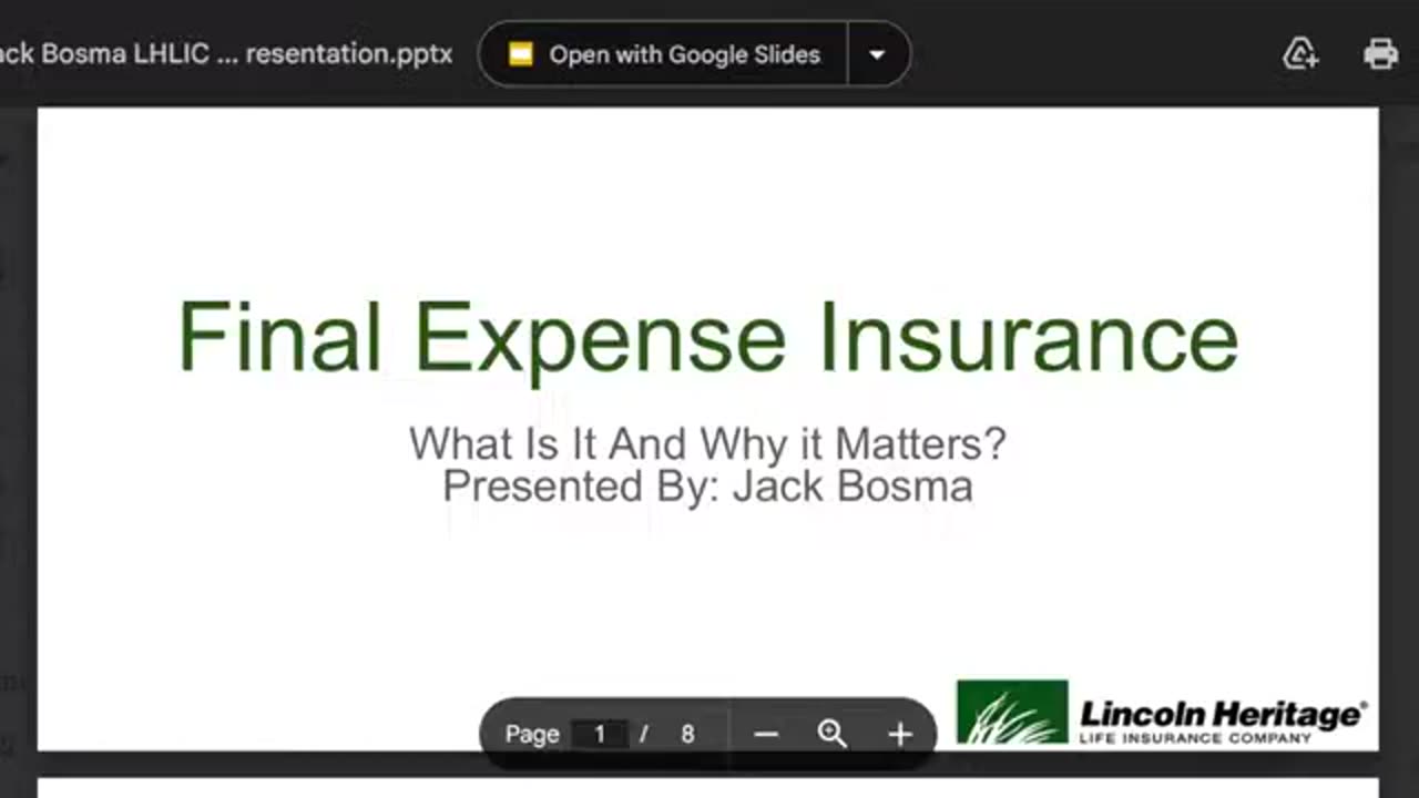 Jack Bosma LHLIC Final Expense Insurance Presentation