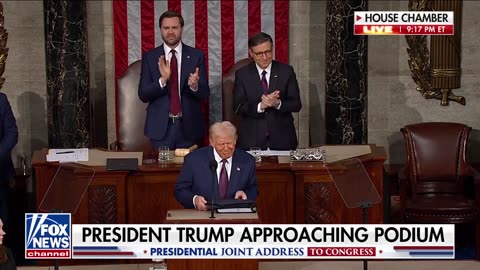 President Donald Trump enters House Chamber for joint address to rousing ovation