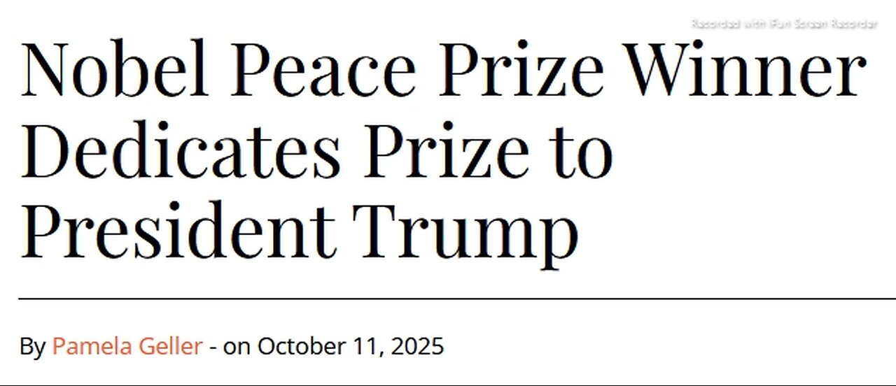 ARTICLE ONLY READ BELOW>Nobel Peace Prize Winner Dedicates Prize to President Trump -