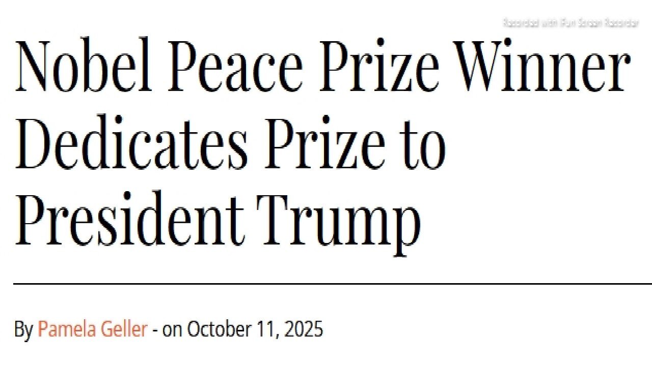 ARTICLE ONLY READ BELOW>Nobel Peace Prize Winner Dedicates Prize to President Trump -
