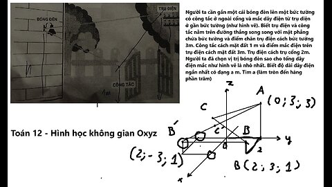 Toán 12: Người ta cần gắn một cái bóng đèn lên một bức tường có công tắc ở ngoài cổng