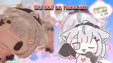 vtuber Uni Kokoro playing with her Uni doll on handcam