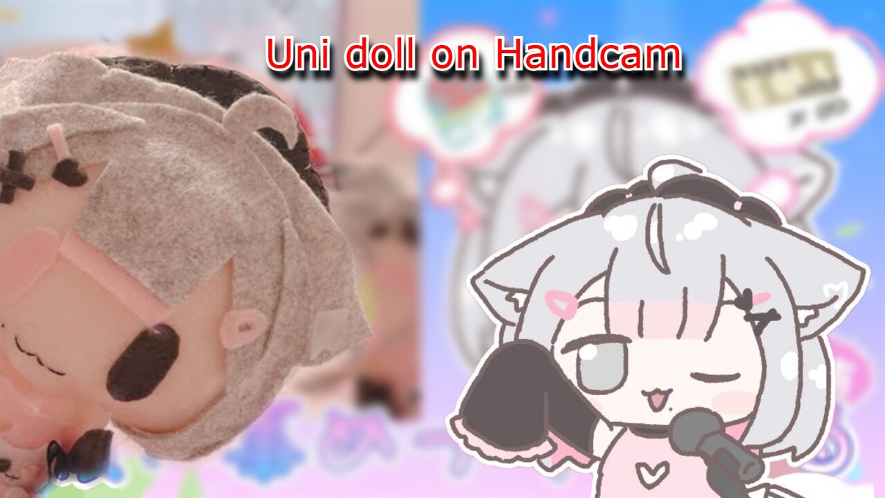 vtuber Uni Kokoro playing with her Uni doll on handcam