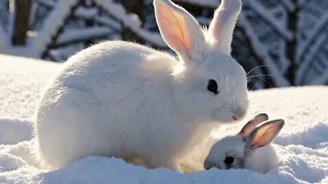 Adorable Snow Bunnies Playing in the Snow – Snowflake