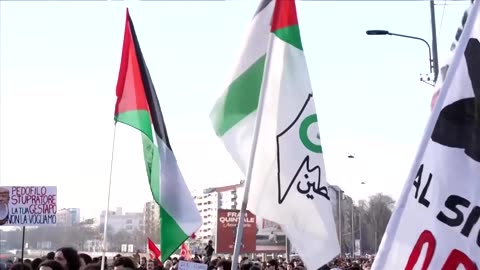 Sparks fly as Milan police push back against protesters