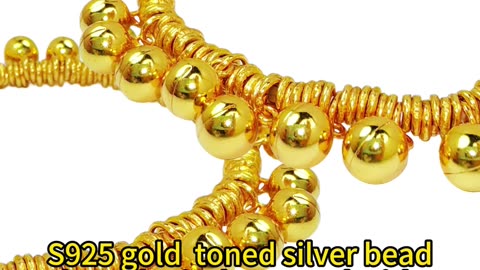 GN-20250227-03 S925 gold toned silver bead bracelet