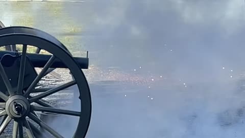 Mountain rifle firing at a Nationals line in slo mo