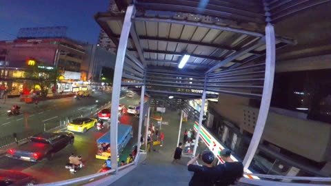 Descending a Footbridge on P. Campa Street in Manila City in the Philippines