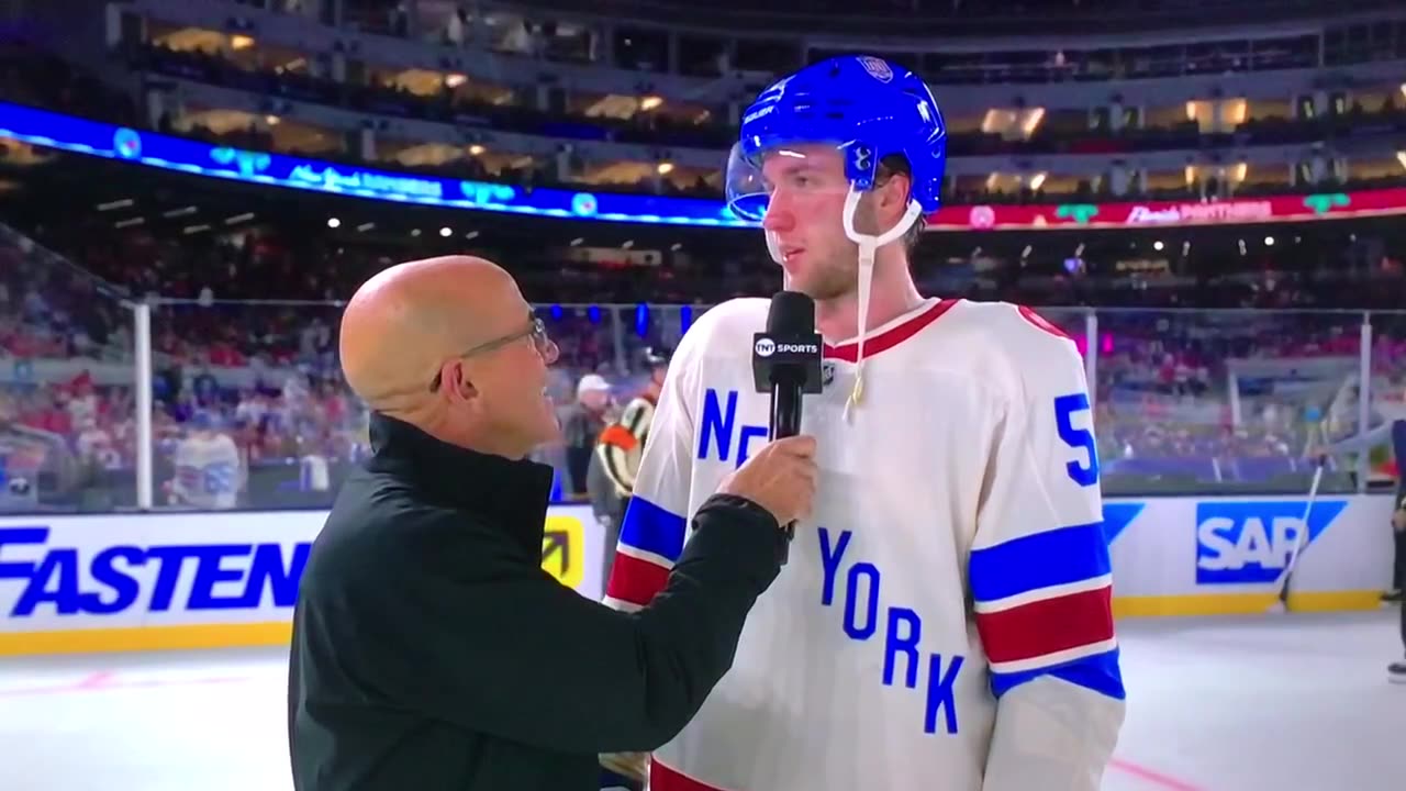 Rangers LW #50 Will Cuylle w/on ice interview