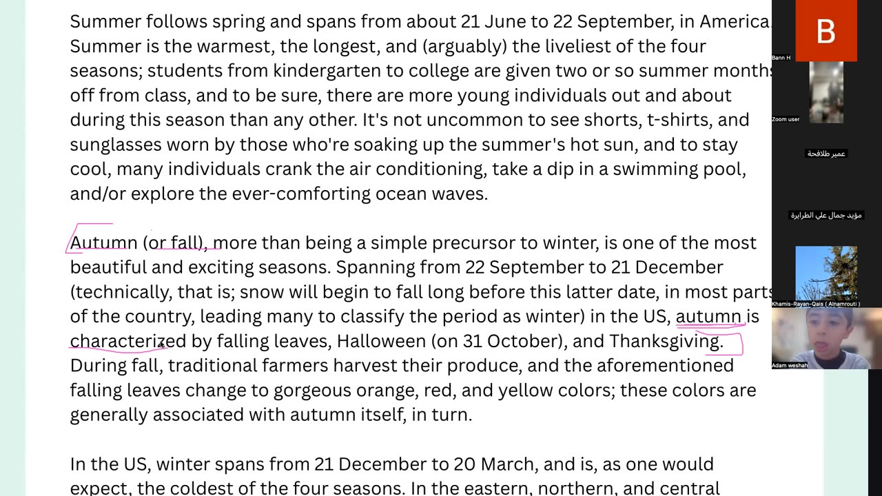 Weather and seasons Class (8)