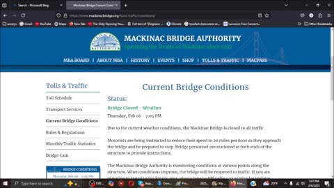 Mackinac Bridge Closed