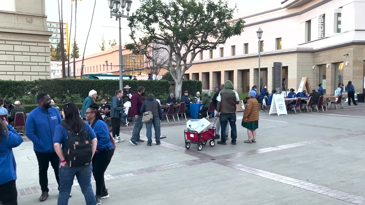 Surveying the Red Cross Evacuation Center at the Pasadena Civic Center