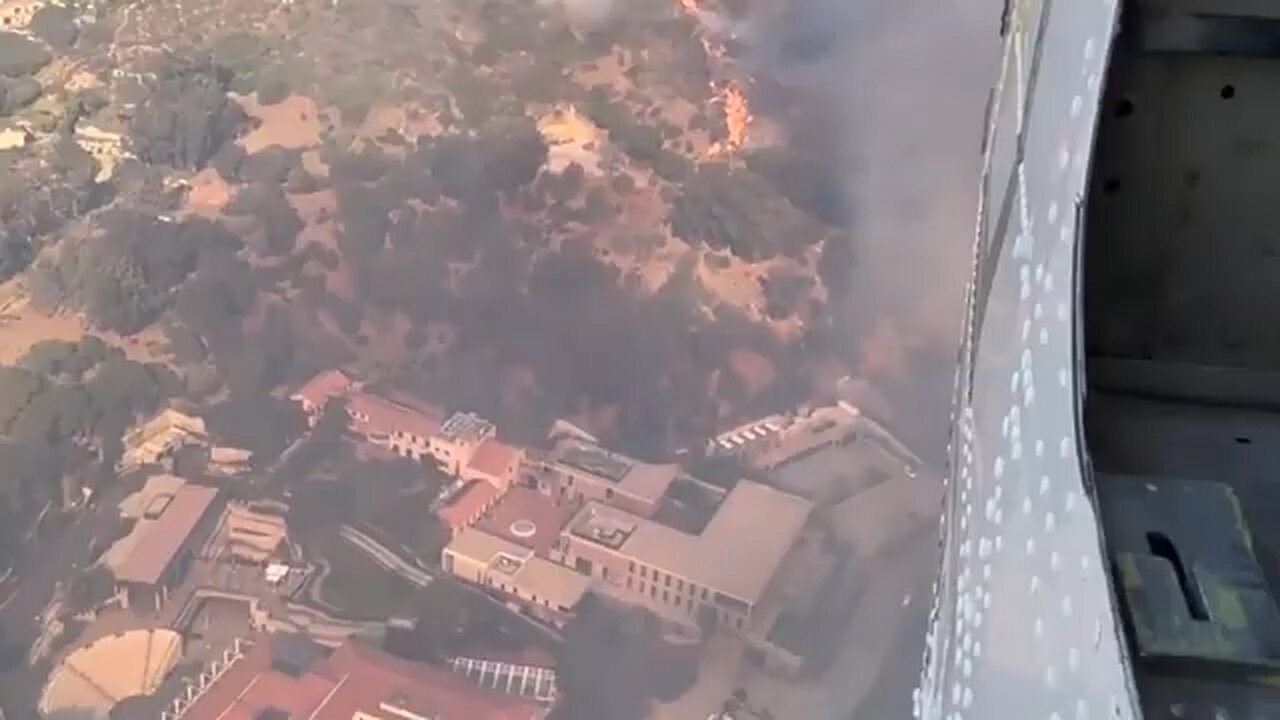 Aerial footage shows LA firefighting from above