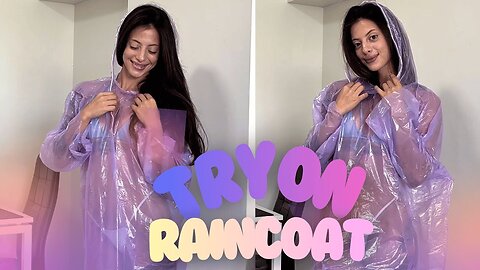 Purple Raincoat Try-On | Soft & Calm Look [4K USA]