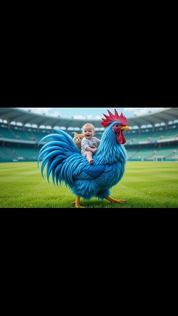 Cuteness Overload: Baby on Rooster with a Cat! 🐔✨