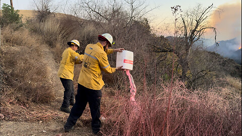 Fire Retardant Applied Around Pump House in LA near Palisades Fire