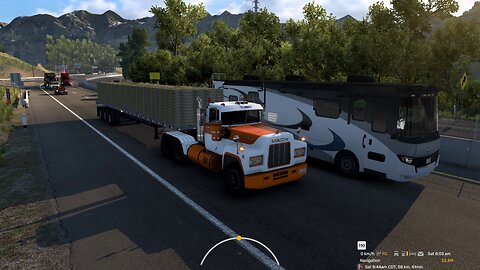 ATS, Downhill 7% grade, Mack R, 26 t, engine Jake braking