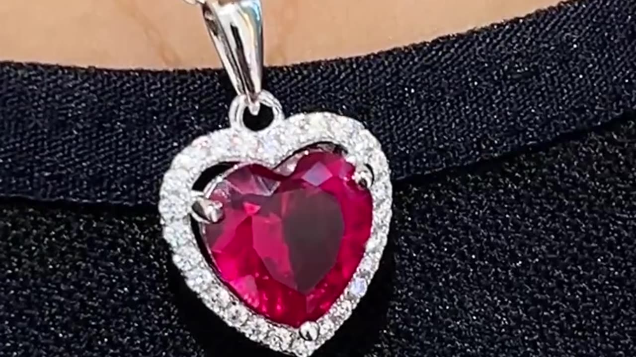 Potiy Heart Shape 3.6ct Created Ruby Pendant Necklace for $3.71