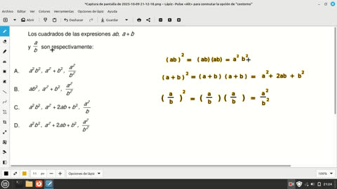 pregunta de matemáticas examen de admisión