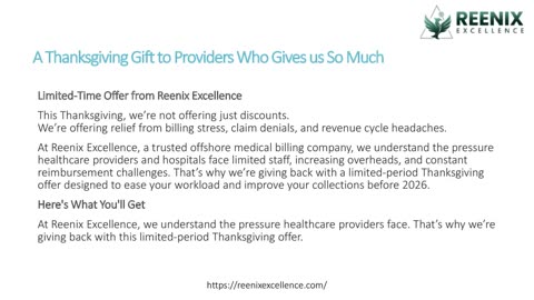 Thanksgiving Medical Billing Offer | Reenix Excellence