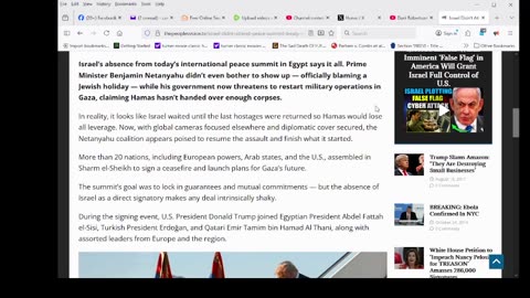 Israel Didn’t Attend Peace Summit, Didn’t Sign Treaty — Now Hints at Imminent Gaza Strikes