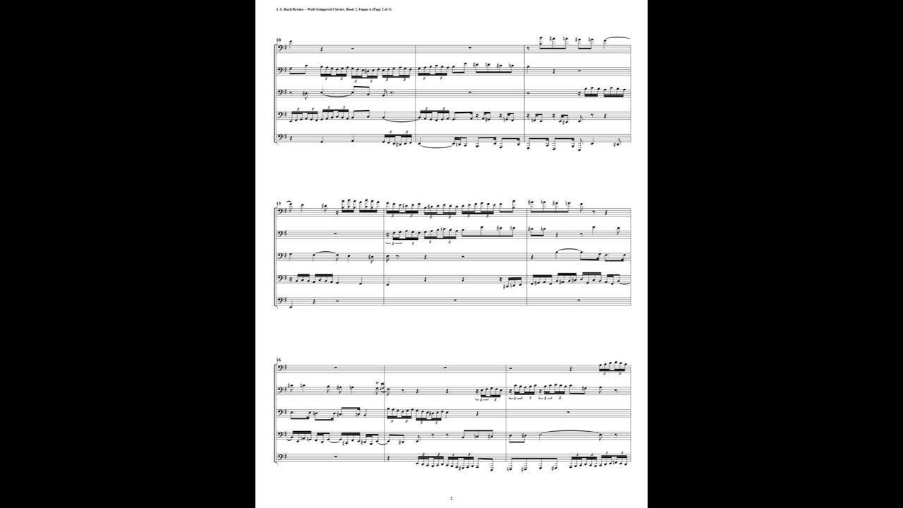 J.S. Bach - Well-Tempered Clavier: Part 2 - Fugue 06 (Euphonium-Tuba Quintet)