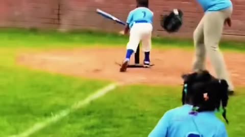 Funny kid falling down