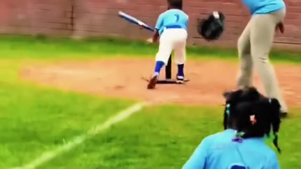 Funny kid falling down
