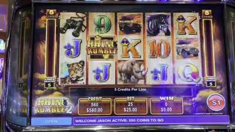 Rhino Rumble 2! $25 Max Bets! 2 Bonus Rounds! Free Spins