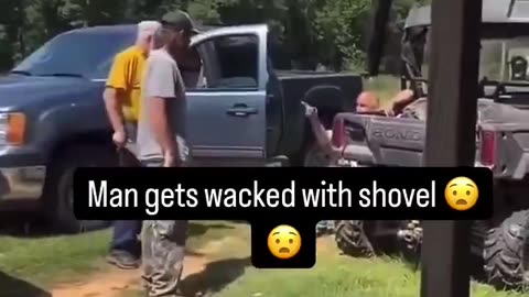 Man gets smacked with a shovel multiple times for acting tough