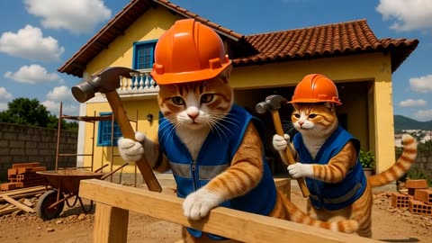 Funny Cats at Work 😂🐱 | This Went Totally Wrong!” “Cats Trying to Work on a Construction