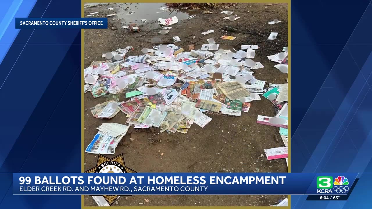 At least 100 CAL Prop 50 ballots found at homeless encampment in Sacramento.
