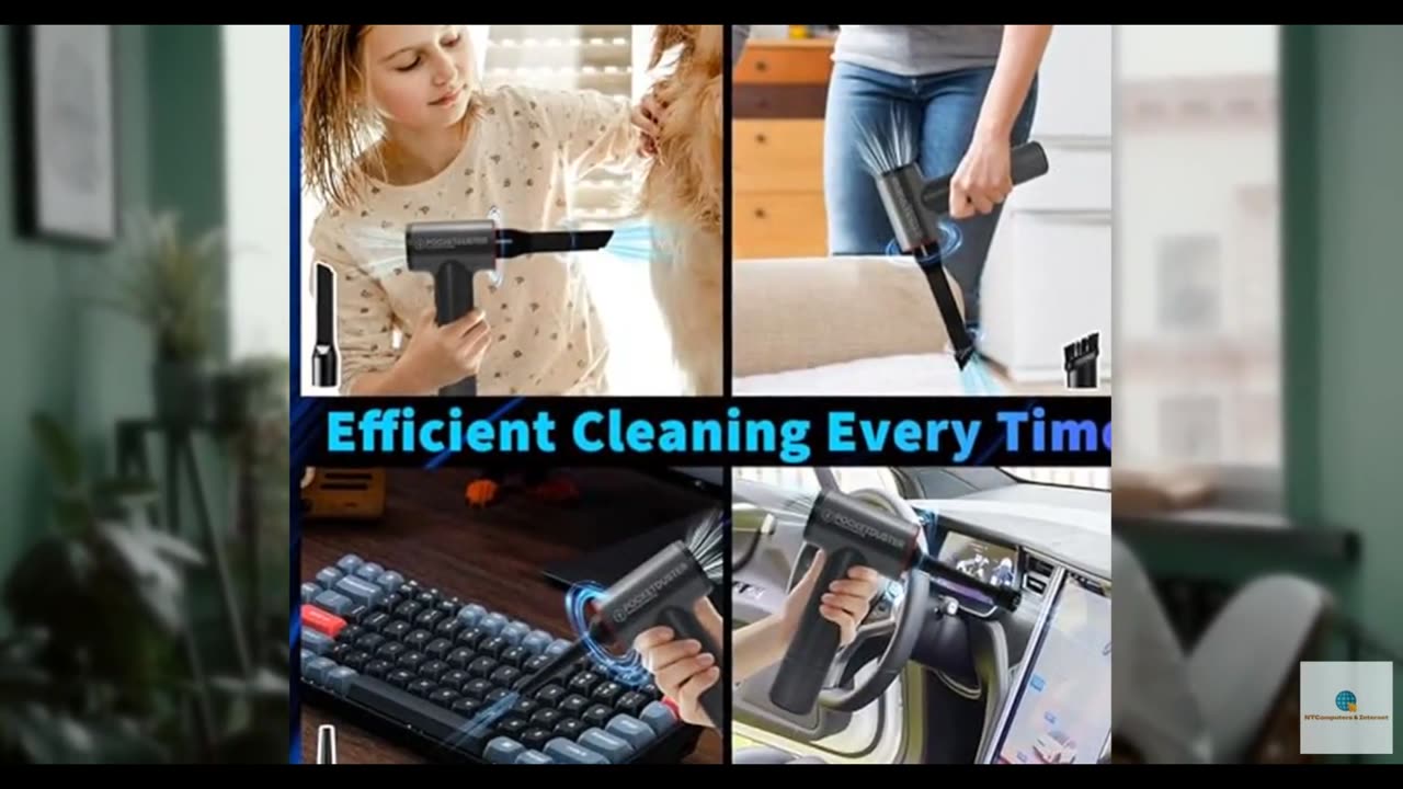 PocketDuster 2-in-1 Compressed Air Duster and Mini Vacuum Cleaner with 150000 Hi