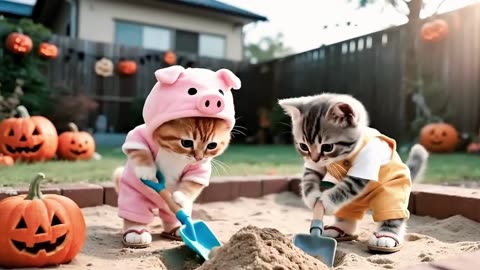 Kitten sadly wants to eat a hotdog, so mama cat makes lots of hotdogs for him ❤