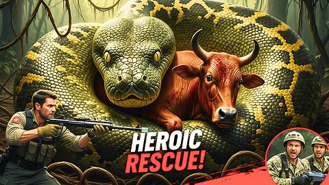 Brave Team Rescues Helpless Lonely Cow from Giant Python Attack 🐍