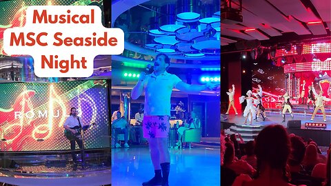 There's MUSIC EVERYWHERE tonight aboard MSC Seaside! Karaoke time.