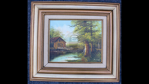 Oil Painting on Canvas by K. McCain in Wood Frame - Forested & Watered Farmstead