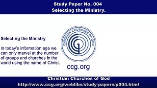 Study Paper No. 4 - Selecting the Ministry.