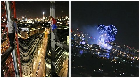 Watching the New Year from a Crane in London Ally Law