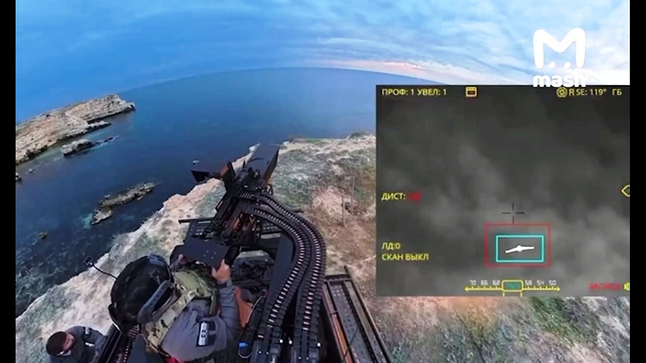 A Russian Twin GShG Machine Gun Turret uses Artificial Intelligence Aiming System