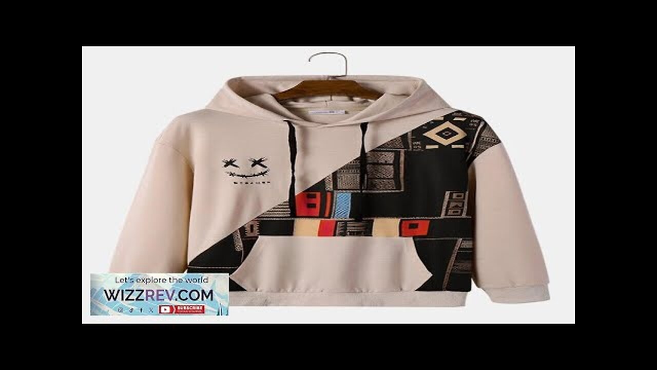 ChArmkpR Mens Hooded Sweatshirts Smile Ethnic Geometric Print Patchwork Drawstring Hoodies Review