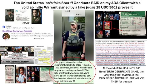 Interview with my disabled cousin, BERT about the USA INC's fake warrant and raid on his house.