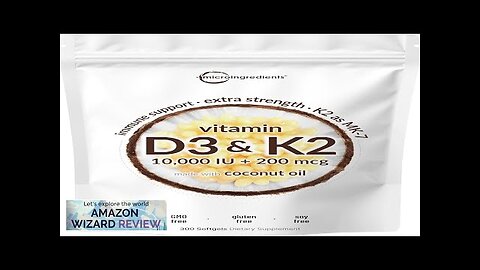 Vitamin D3 10000 iu Plus K2 (MK-7) 200 mcg 300 Virgin Coconut Review