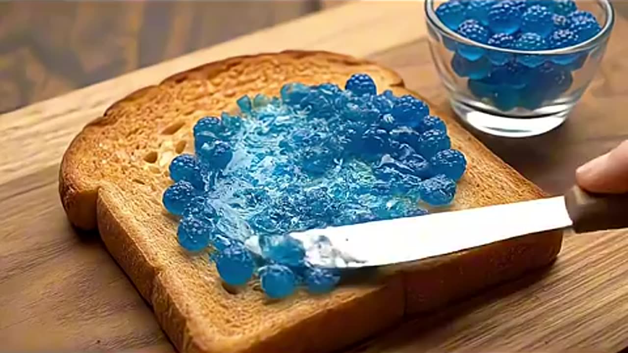 Amazing: AI ASMR Spreading different blue raspberries on toast #ai #asmrrelaxati